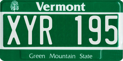 VT license plate XYR195