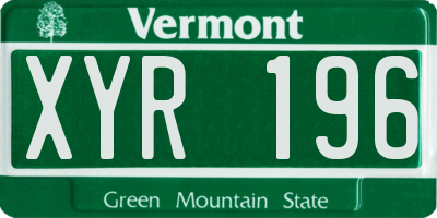VT license plate XYR196