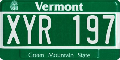 VT license plate XYR197