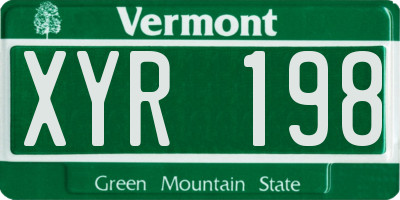 VT license plate XYR198
