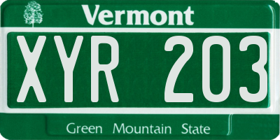 VT license plate XYR203