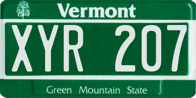 VT license plate XYR207
