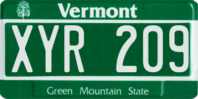 VT license plate XYR209