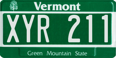 VT license plate XYR211