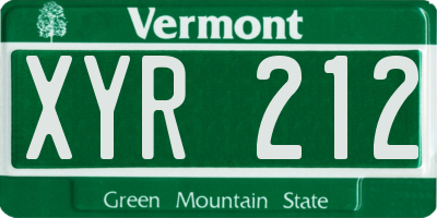 VT license plate XYR212