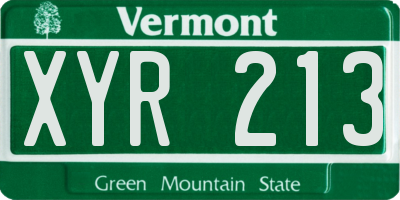 VT license plate XYR213