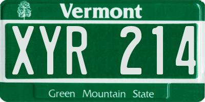 VT license plate XYR214