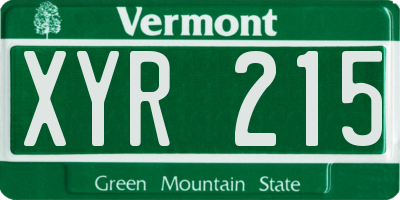 VT license plate XYR215