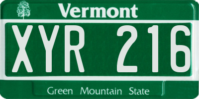VT license plate XYR216