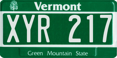 VT license plate XYR217