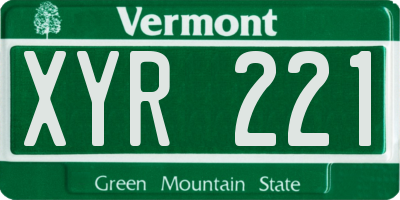 VT license plate XYR221