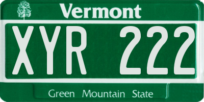 VT license plate XYR222
