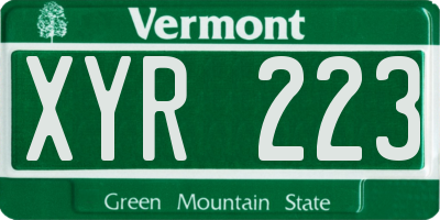 VT license plate XYR223