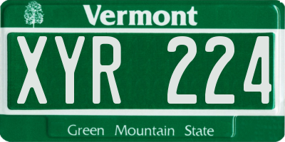 VT license plate XYR224