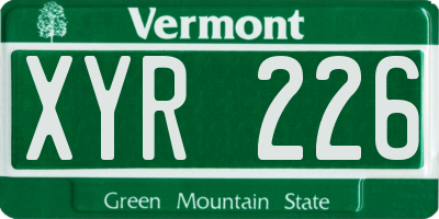 VT license plate XYR226