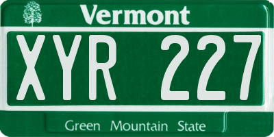 VT license plate XYR227