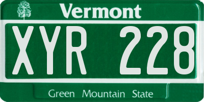 VT license plate XYR228