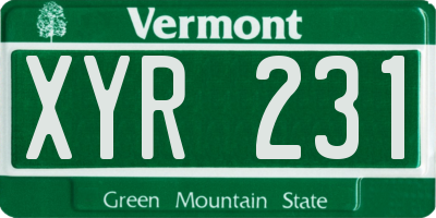 VT license plate XYR231