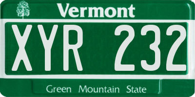 VT license plate XYR232