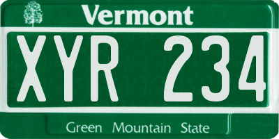 VT license plate XYR234