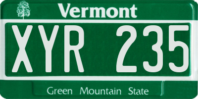 VT license plate XYR235