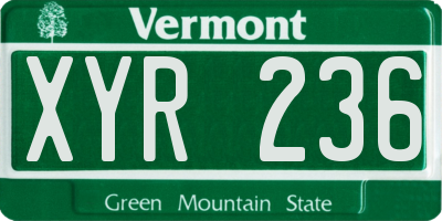 VT license plate XYR236