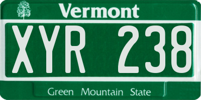 VT license plate XYR238