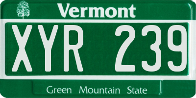 VT license plate XYR239