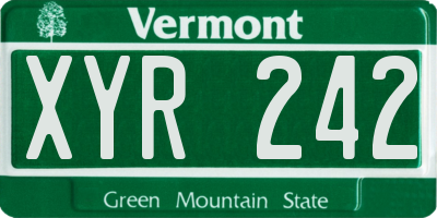 VT license plate XYR242