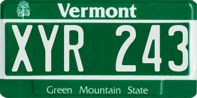 VT license plate XYR243