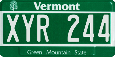 VT license plate XYR244