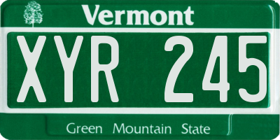 VT license plate XYR245
