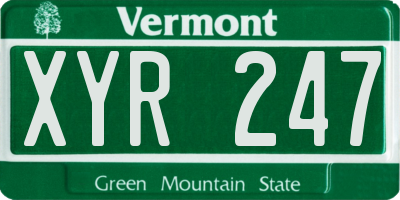 VT license plate XYR247