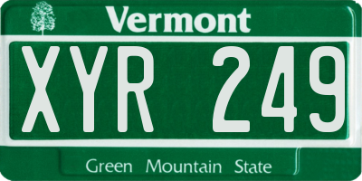 VT license plate XYR249