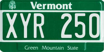 VT license plate XYR250