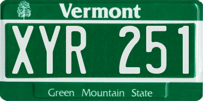 VT license plate XYR251