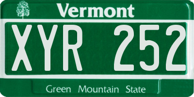 VT license plate XYR252