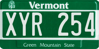 VT license plate XYR254