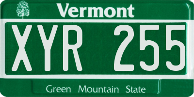 VT license plate XYR255
