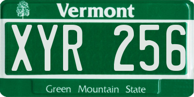 VT license plate XYR256