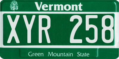 VT license plate XYR258