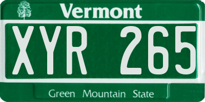 VT license plate XYR265