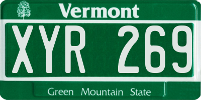 VT license plate XYR269