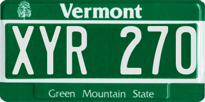 VT license plate XYR270