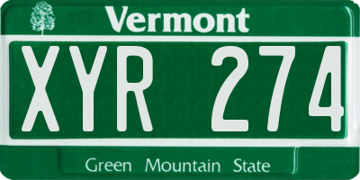 VT license plate XYR274