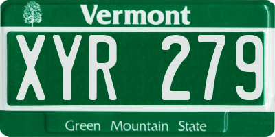 VT license plate XYR279
