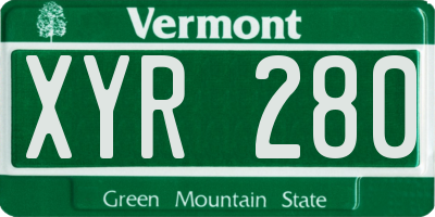 VT license plate XYR280