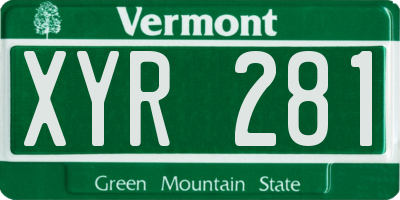 VT license plate XYR281