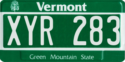VT license plate XYR283