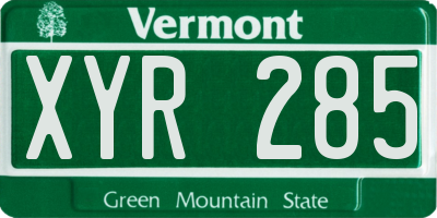 VT license plate XYR285